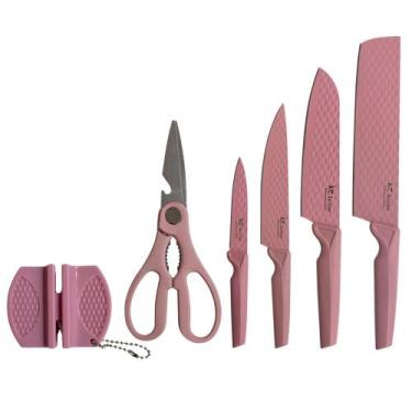 Imagem de Jogo de Facas Rosa Kit com 6 Peças Beleza e Precisão para Sua Cozinha 