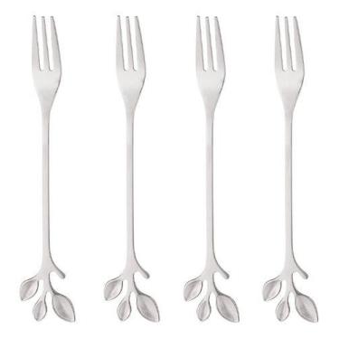 Imagem de Jogo 4 Garfos para petisco Leaves Aço Inox Prata Wolff