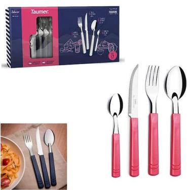 Imagem de Jogo Faqueiro 24 Peças Saturno Talheres Faca Garfo Aço Inox - Taumer, 