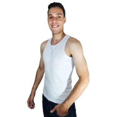 Imagem de Camiseta Regata Americana Masculina Canelada Algodão Justa - OPA BRAZI