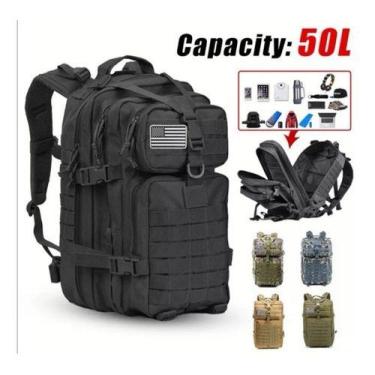 Imagem de Mochila 50 Litros Tática Camping Militar Resistente - Unistar, Preto