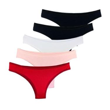 Imagem de Kit 5 Calcinhas Fio Dental Try Basics Algodão Cotton Básica Lisa Moda 