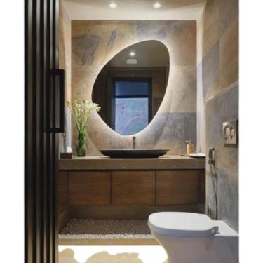 Imagem de Espelho Orgânico Com Led Frio/Quente, Tomada Espelho Irregular Diferen