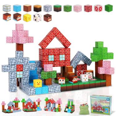 Imagem de Conjunto de blocos magnéticos Gleamkid Ranch Mine Craft 111 peças para crianças