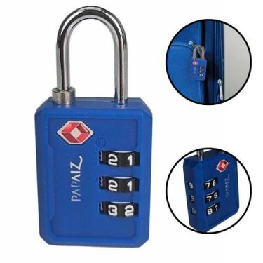 Imagem de Cadeado 30mm TSA Segredo Numérico Viagem Mala Mochila Azul - Papaiz