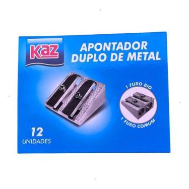 Imagem de Apontador Duplo Metal Dois Furos Escolar Escritório Apontar - Kaz