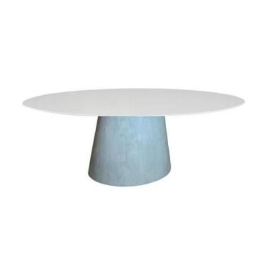 Imagem de Mesa de Jantar Cone Cimento Queimado Oval 235x122 cm Tampo Laqueado - 