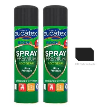 Imagem de 2 Tinta Spray P/ Pintar Moveis Metal Plastico Mdf - Eucatex,  Preto Br