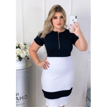 Imagem de Vestido Midi Plus Size Biocolor ziper Moda Feminina Evangélica - Miss 