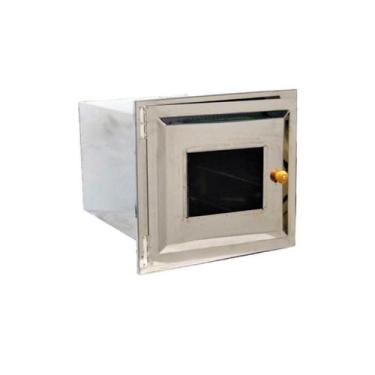 Imagem de Forno Fogão a Lenha Inox Frente Vidro Sem Cinzeiro 50x35x30 - Ouro Min