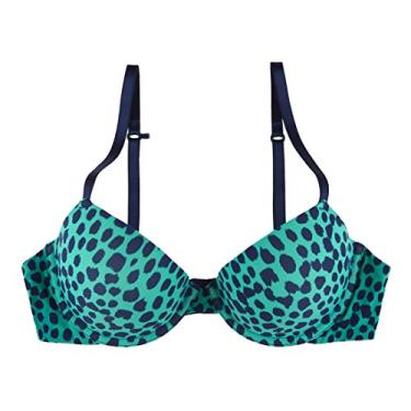 Imagem de Undies.com Sutiã feminino de microfibra 2 camadas com aro Oh Darling Demi Push Up, Manchas de profundidades azuis, 38DD