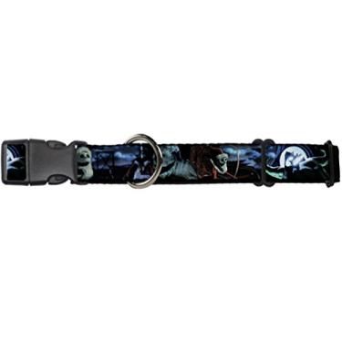 Imagem de Buckle-Down Coleira para cães martingale - NBC Jack, Oogie Boogie, Papai Noel Scene - 3,8 cm de largura - serve para pescoço de 40,6 a 58,4 cm - Médio