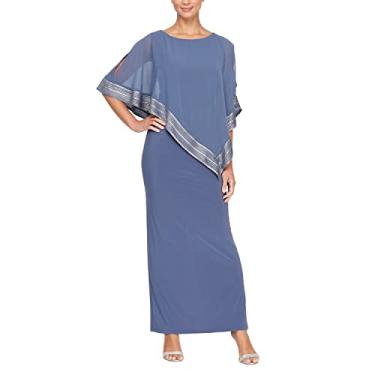 Imagem de S.L. Fashions Vestido feminino longo capelet com acabamento metálico, Lilás Haze, 40