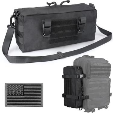 Imagem de WYNEX Bolsa Molle incremento tático, bolsas utilitárias verticais EDC bolsa tiracolo militar multiuso grande capacidade com alça de ombro acessório à prova d'água design modular (preto (atualizado))