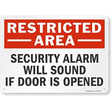 Imagem de SmartSign Placa "Área restrita - Alarme de segurança soará se a porta for aberta" | Plástico de 25,4 cm x 35,5 cm