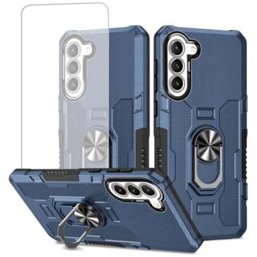 Imagem de Ueokeird Capa para Galaxy A16 5G, capa para Samsung A16 SM-A166B com protetor de tela de vidro temperado, proteção resistente com anel de metal suporte magnético capa de telefone para Samsung Galaxy