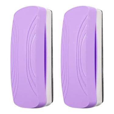 Imagem de Ddaowanx Borracha de quadro branco, apagador magnético a seco, borracha de placa de vidro, material escolar e de escritório, pacote com 2 (roxo)