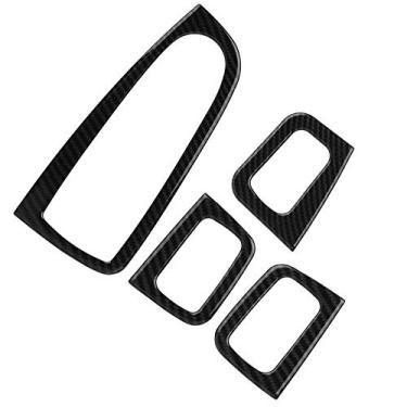 Imagem de 4 Pçs Estilo de Fibra Carbono Interruptor Elevador Janela do Carro Botão Capa Guarnição para Benz Classe C W205 Interruptor Janela Botão Guarnição