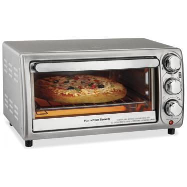 Imagem de Forno Elétrico de Bancada com Controle de Temperatura e Temporizador, Aço Inoxidável, 110v, HAMILTON BEACH 31143, Prateado