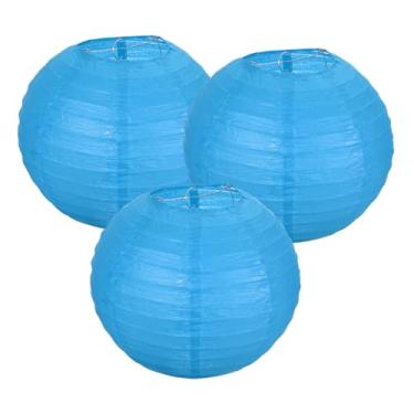 Imagem de PATIKIL Lanternas de papel redondas 20 cm/8", pacote com 3 lanternas decorativas para pendurar lâmpadas, decorações de festa para aniversário, casamento, chá de panela, decoração de casa, azul marinho