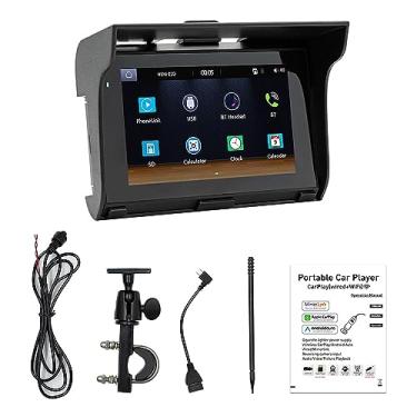 Imagem de Vislone Leitor de MP5 para motocicleta, gravador de equitação duplo BT à prova d'água com tela sensível ao toque de 12 cm, suporte automotivo para Android, cartão BT/TF/reprodução de U-Disk, espelho,