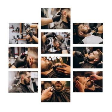 Imagem de Kit 10 Quadros Barbeiro Barbearia Corte Masculino 21x15cm - CAMALEÃO D