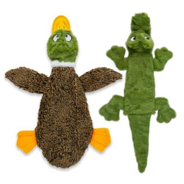 Imagem de Best Pet Supplies Pacote de pato selvagem e jacaré divertido 2 em 1 com estampa divertida para cães com estampa de película, grande (PT43T-45-S)
