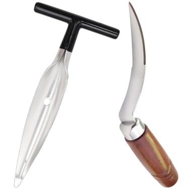 Imagem de Conjunto de ferramentas de abridor de coco, removedor de carne de coco de aço inoxidável e perfurador de coco, ferramenta de coco com cabo de madeira antiderrapante