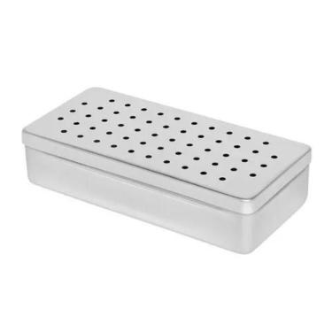 Imagem de Estojo Inox Perfurado 20x10x05 Cm  Para Organização e Autoclave  Socia