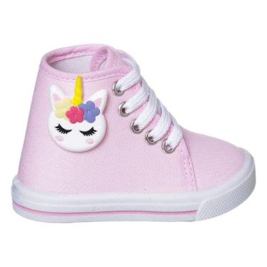 Imagem de Tênis Cano Alto Infantil para Meninas Delicado com Desenho Unicornio -