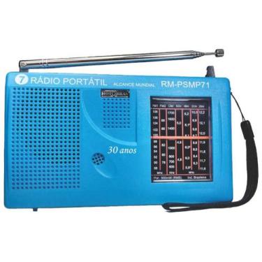 Imagem de Radio receptor 7 fxs om oc fm psmp71 só pilha  azul - Motobras