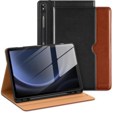 Imagem de DTTO Capa para Samsung Galaxy Tab S9 FE 5G 10,9 polegadas/Galaxy Tab S9 11 polegadas lançado em 2023, capa fólio de couro premium com suporte para caneta S, hibernar/despertar automático, preto e