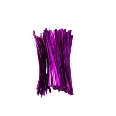 Imagem de Lacre Araminho Fitilho Fecho Metalizado 15cm Roxo 750un - Partypoint