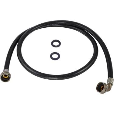 Imagem de Eastman Mangueira de borracha para máquina de lavar, conexão FHT x 3/4 polegadas FHT, cotovelo de 90 graus, borracha preta de 1,8 m, 60333N