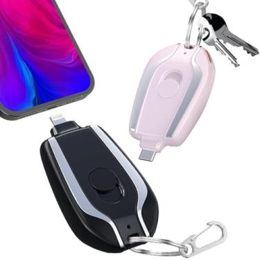 Imagem de Chaveiro Carregador De Emergência Portátil Para Celular 1500 mah Entrada Tipo C ou IOS (Iphone) (branco)