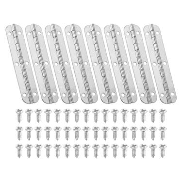 Imagem de PATIKIL Dobradiça pequena para piano 6,6 cm x 1,5 cm, pacote com 8 mini dobradiças de caixa de joias de 180 graus com parafuso para joias caixas de madeira, prata