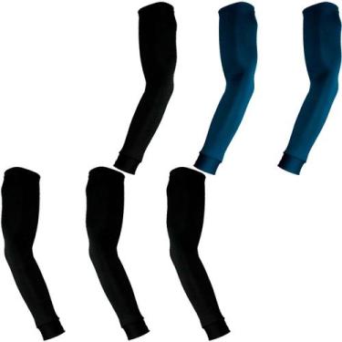 Imagem de Kit 3 pares de manguitos com proteção UV50+ - EX311, 2 pretos, 1 azul 