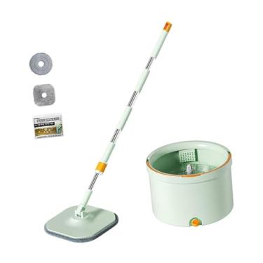 Imagem de YWJLQH MOP e Bucket Conjunto do separador de água limpa suja balde de esfregão plano para piso de ladrilho, Verde