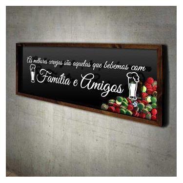 Imagem de Quadro Porta Tampinhas Melhores Cervejas 2 - Quadro Novo, 80 x 30 cm, 
