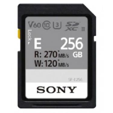 Imagem de Sony Cartão SDXC UHS-II série E 256GB, V60, CL10, U3, Max R270MB/S, W120MB/S (SF-E256/T1), preto, pequeno