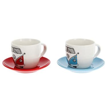 Imagem de BRISA Coleção VW - Conjunto de xícaras de café expresso Volkswagen New Bone café-chá-cappuccino em design de autocarro T1 (frente de ônibus/2 cores/conjunto de 2 peças/100 ml/100,5 ml)