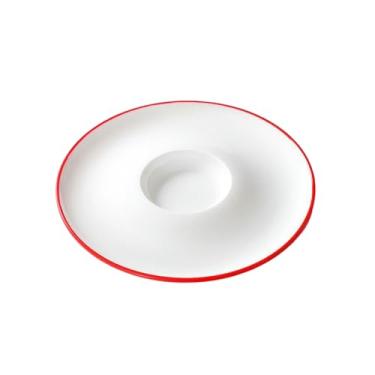 Imagem de Prato de imitação de porcelana minimalista, prato de sopa refogado para restaurante de hotel - P0501-11,8-vermelho e branco
