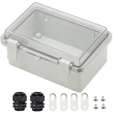Imagem de Caixa de junção Zulkit plástico ABS, à prova de poeira, à prova d'água, IP65, caixa elétrica articulada, revestimento externo universal, caixa transparente cinza com bloqueio, 5.9" x 3.9" x 2.7", Grey and Transparent