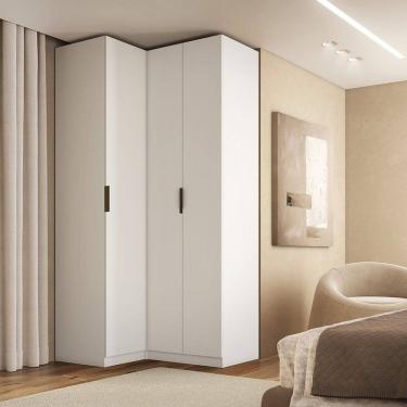 Imagem de Guarda-roupa de Canto Reto 3 Portas Mdf Altezza Slim Branco