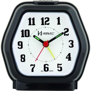 Imagem de Relógio Despertador Quartz Cabeceira Alarme Luz Preto - Preto