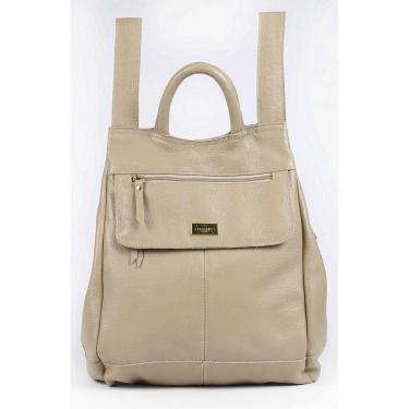 Imagem de Mochila Antifurto Notebook Feminina Couro Bege