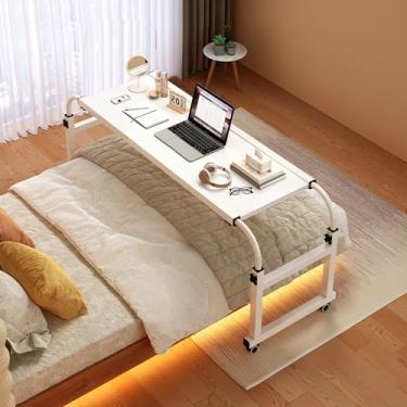 Imagem de Mesa de cama, mesa de cama com rodas, mesa com rodinhas sobre a cama, altura ajustável, mesa de computador móvel tamanho Queen, mesa médica sobre a cama, para hospital e casa