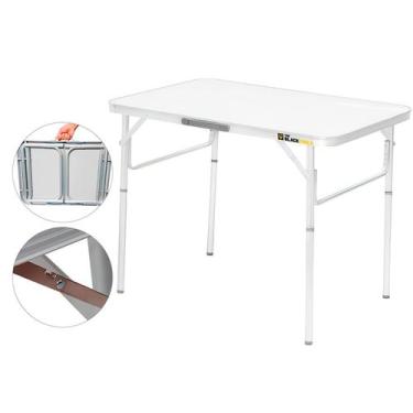 Imagem de Mesa Dobrável Vira Maleta Camping Praia 90x60cm Cor Branco - The Black