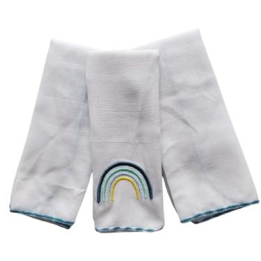 Imagem de Pano Boca Toalha Babete Babita Fraldinha Fralda Enxoval Macio Bordado 3un 100% Algodão Menina Menino (Nuvem Azul/Branco)