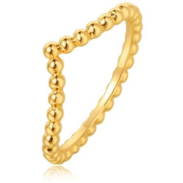 Imagem de BENEIGE Anéis de ouro para mulheres, não manchados, banhados a ouro 14 quilates para mulheres, anel empilhável clássico para joias femininas, Latão, Sem pedra preciosa